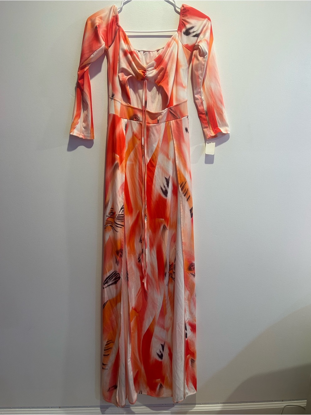 Women's Orange & Cream Abstract Maxi Dress